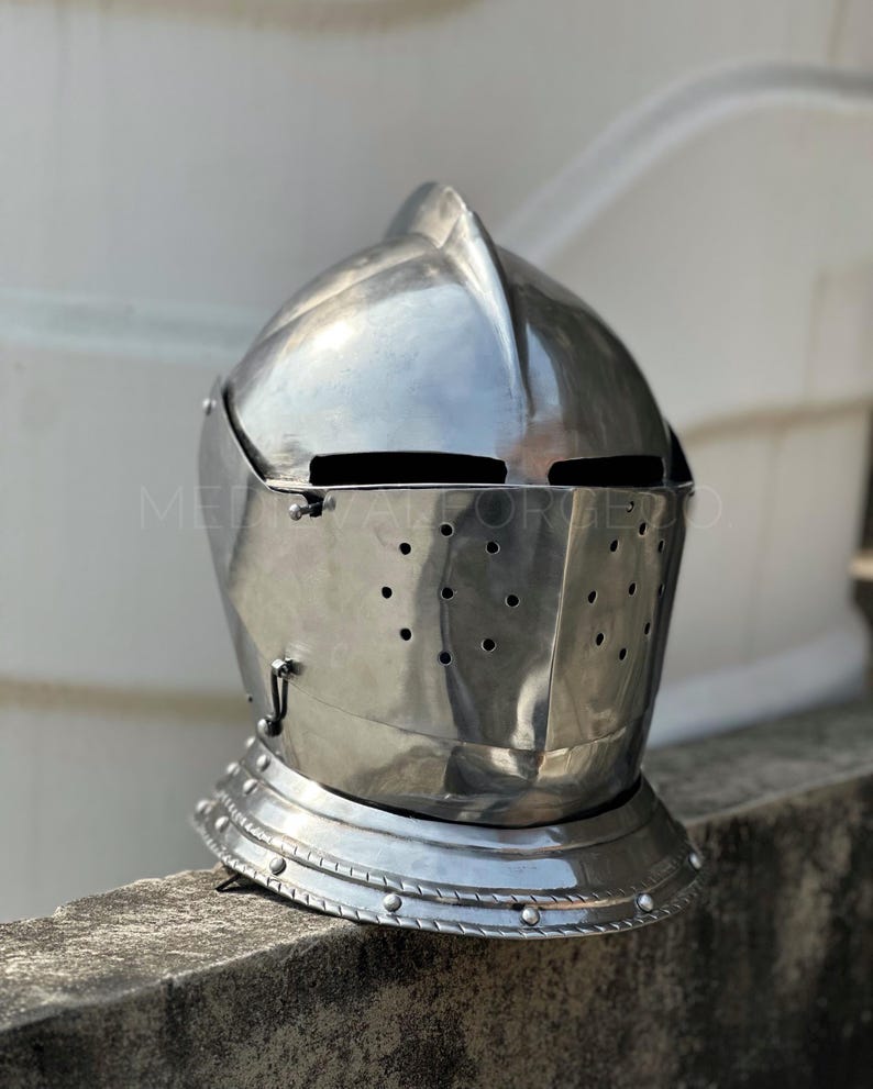 Visored Medieval Knight Helmet — Gothic Steel view 2