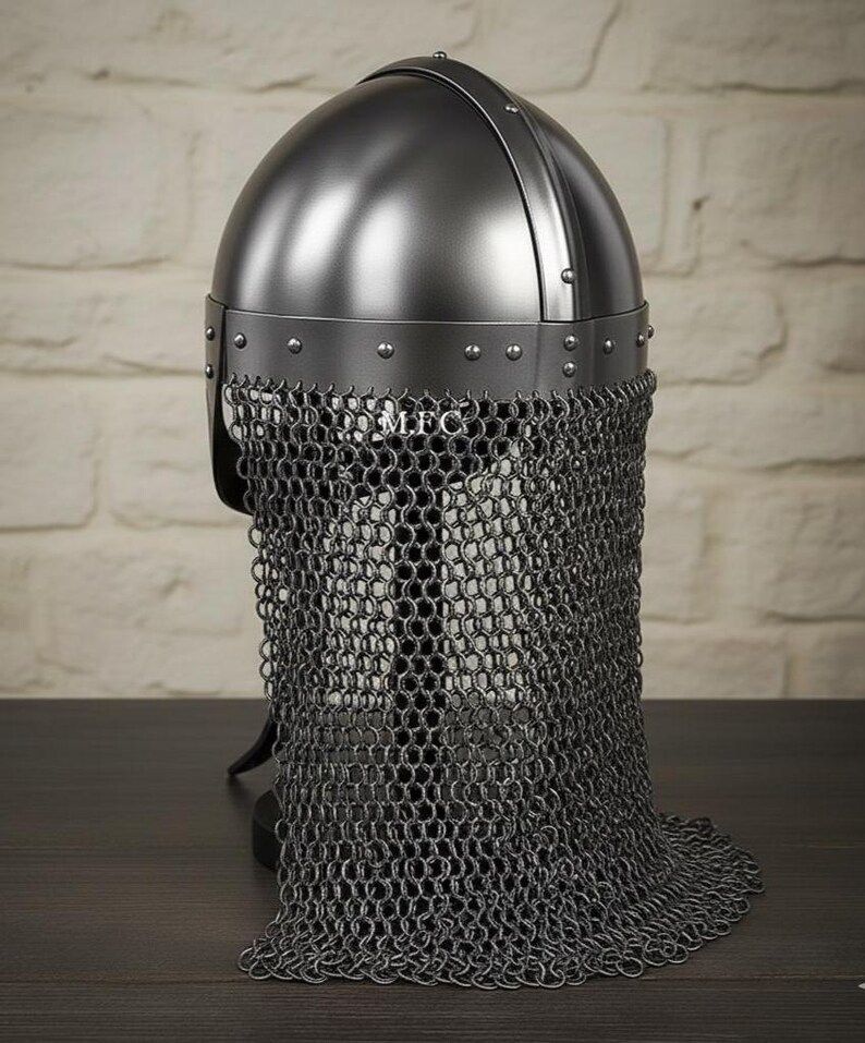 Viking Nasal Helmet with Chainmail Aventail — Norse view 2