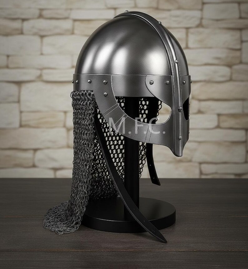 Viking Nasal Helmet with Chainmail Aventail — Norse view 3