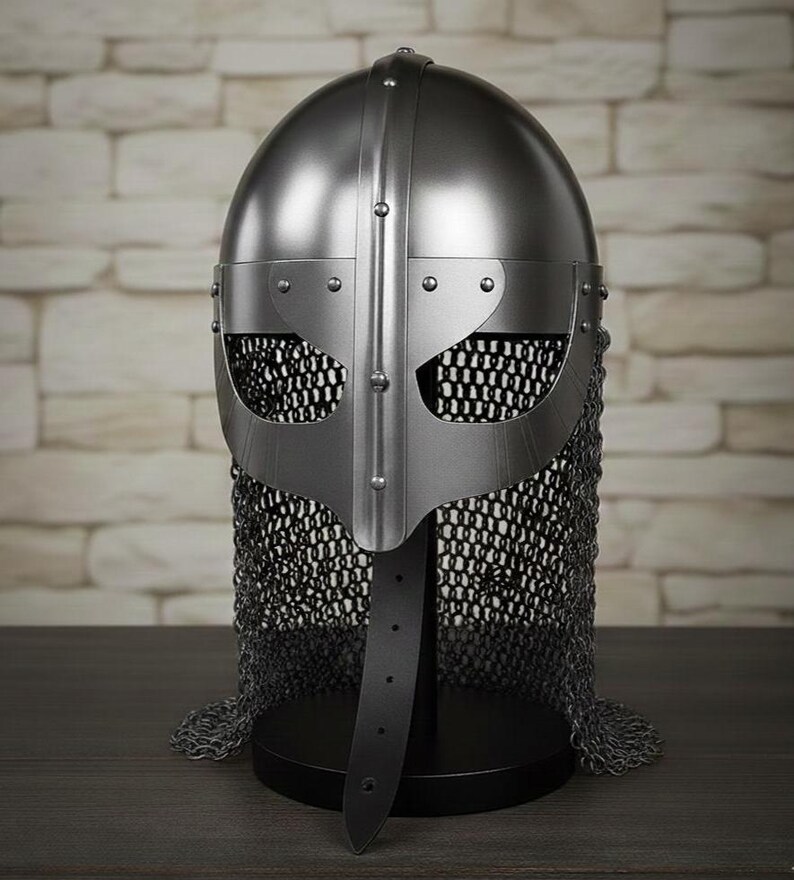 Viking Nasal Helmet with Chainmail Aventail — Norse view 4