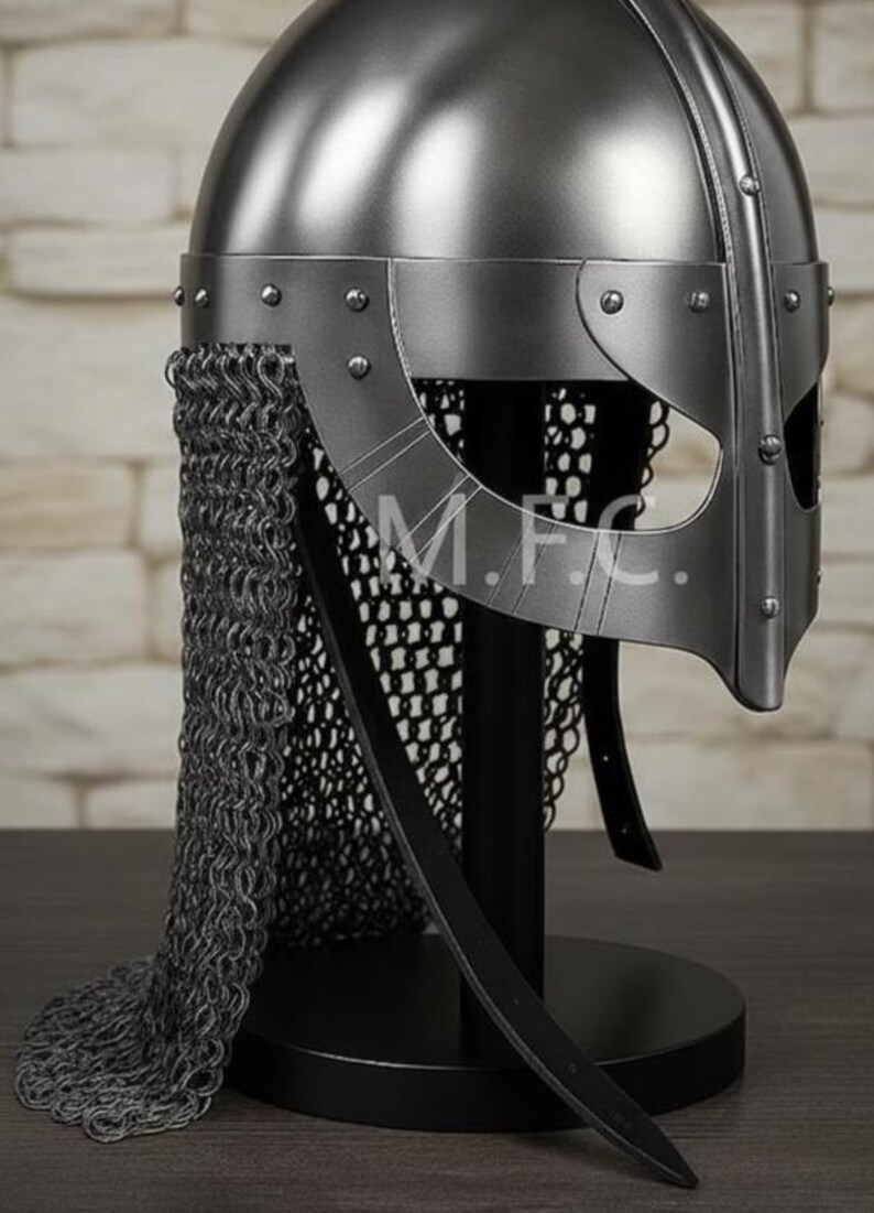 Viking Nasal Helmet with Chainmail Aventail — Norse view 6