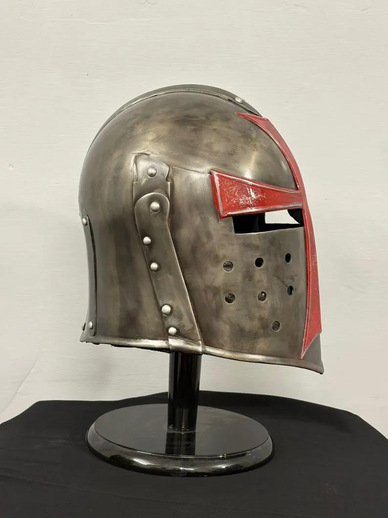 Medieval Templar Helmet — Padded Steel Crusader view 2