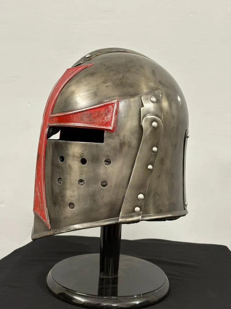 Medieval Templar Helmet — Padded Steel Crusader view 3