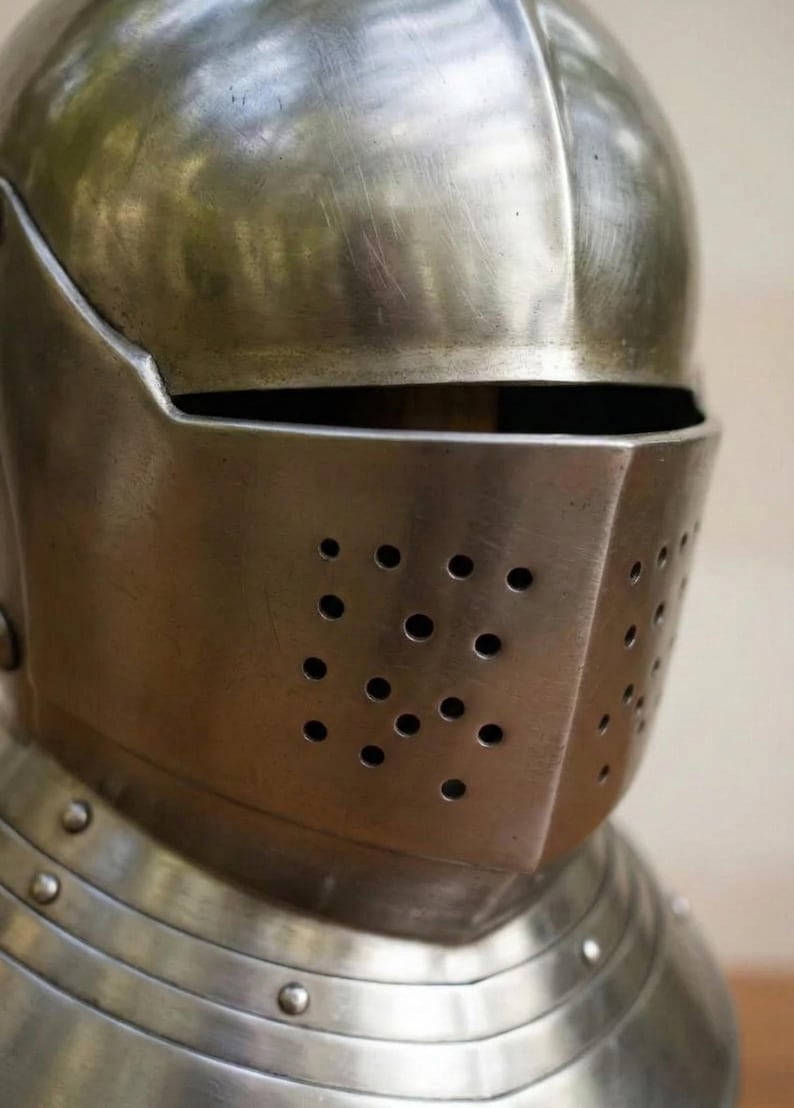 Medieval Knight Helmet with Visor — Full Steel Armor view 4
