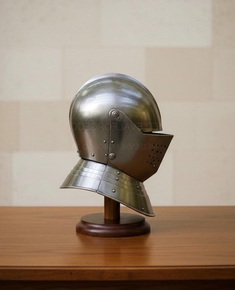 Medieval Knight Helmet with Visor — Full Steel Armor view 5