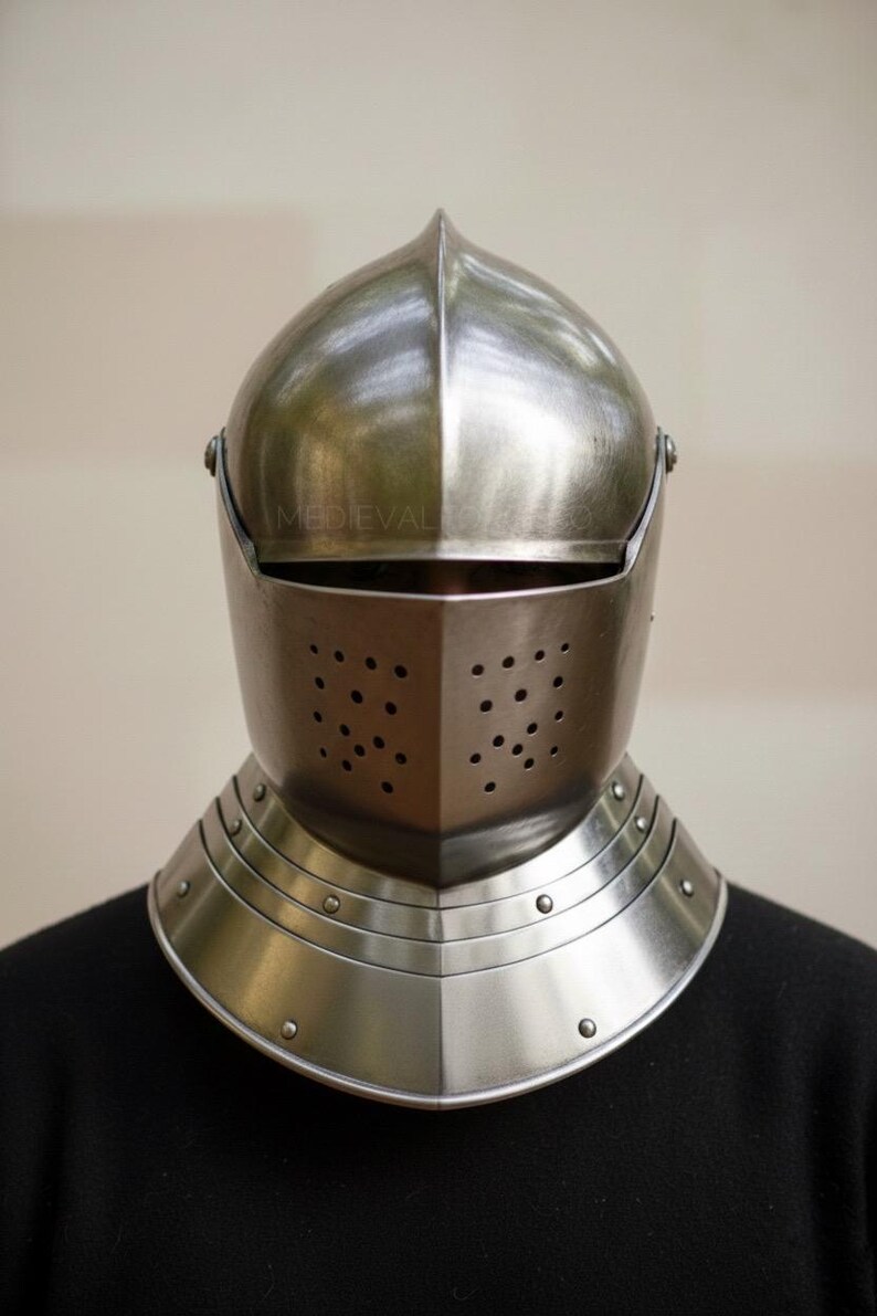 Medieval Knight Helmet with Visor — Full Steel Armor view 6
