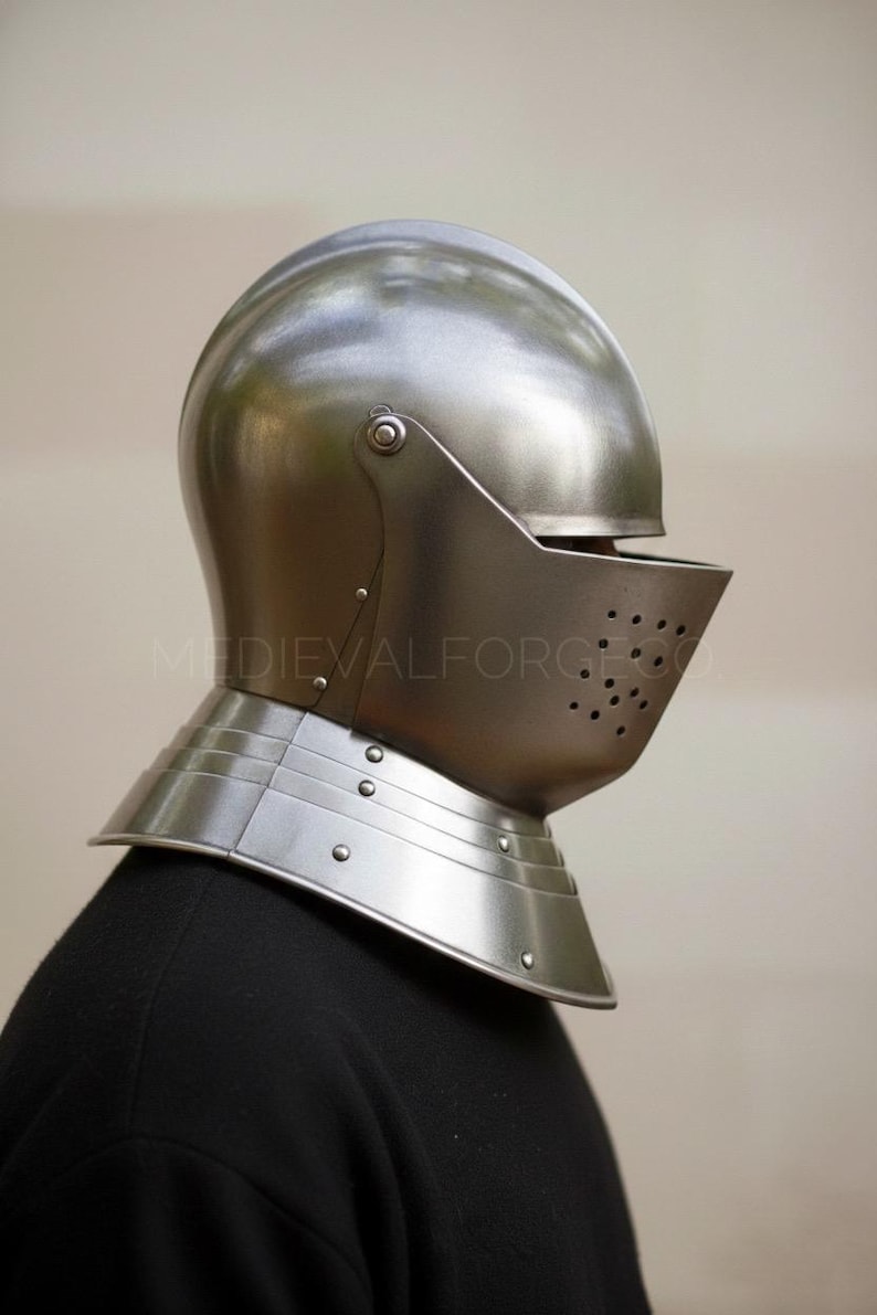 Medieval Knight Helmet with Visor — Full Steel Armor view 7