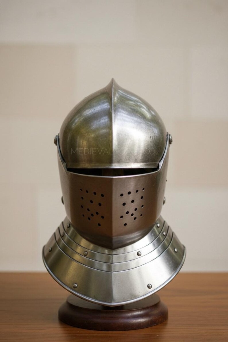 Medieval Knight Helmet with Visor — Full Steel Armor view 8