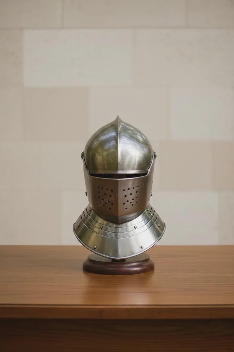 Medieval Knight Helmet with Visor — Full Steel Armor view 9