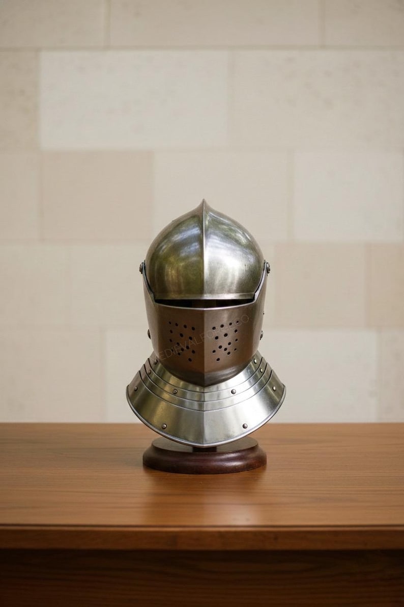 Medieval Knight Helmet with Visor — Full Steel Armor view 11