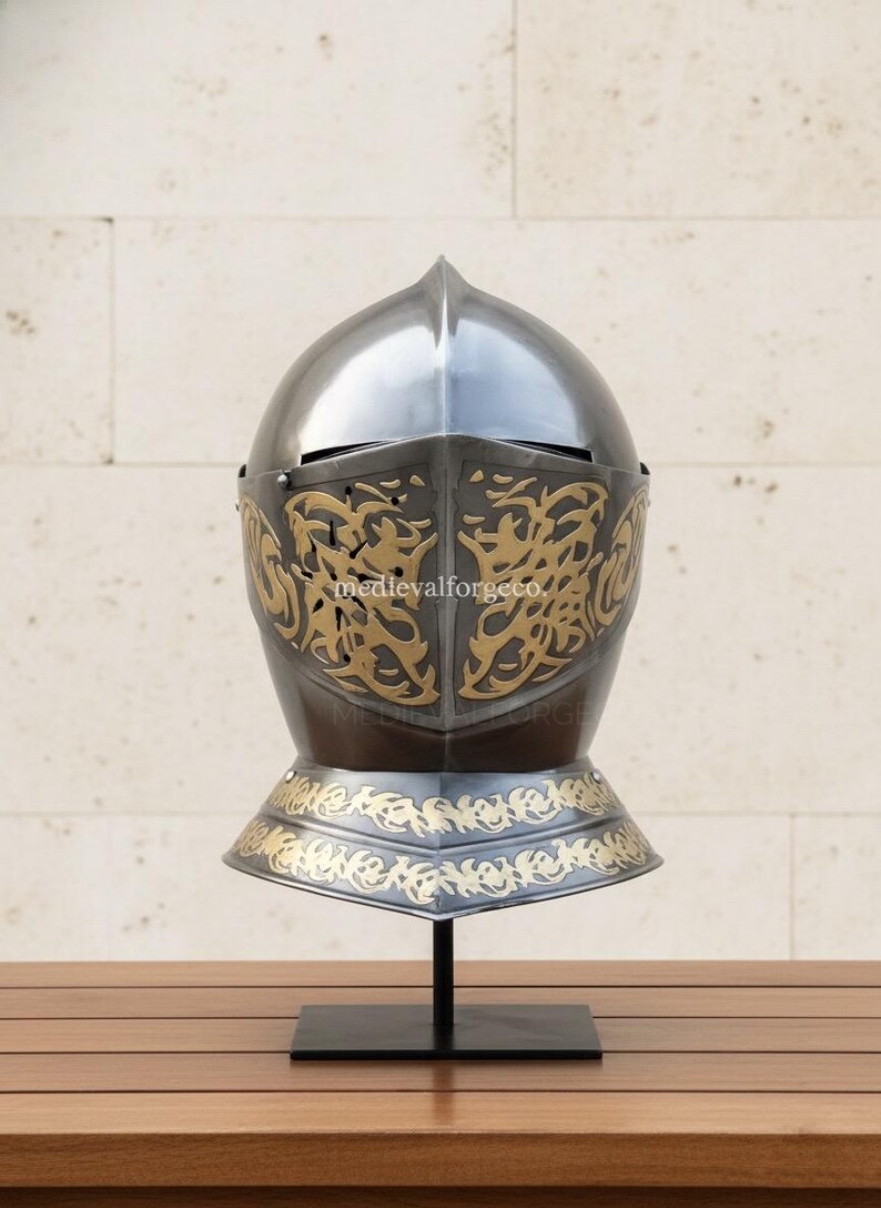 Aurelian Engraved Knight Helmet — Gold Etching view 2