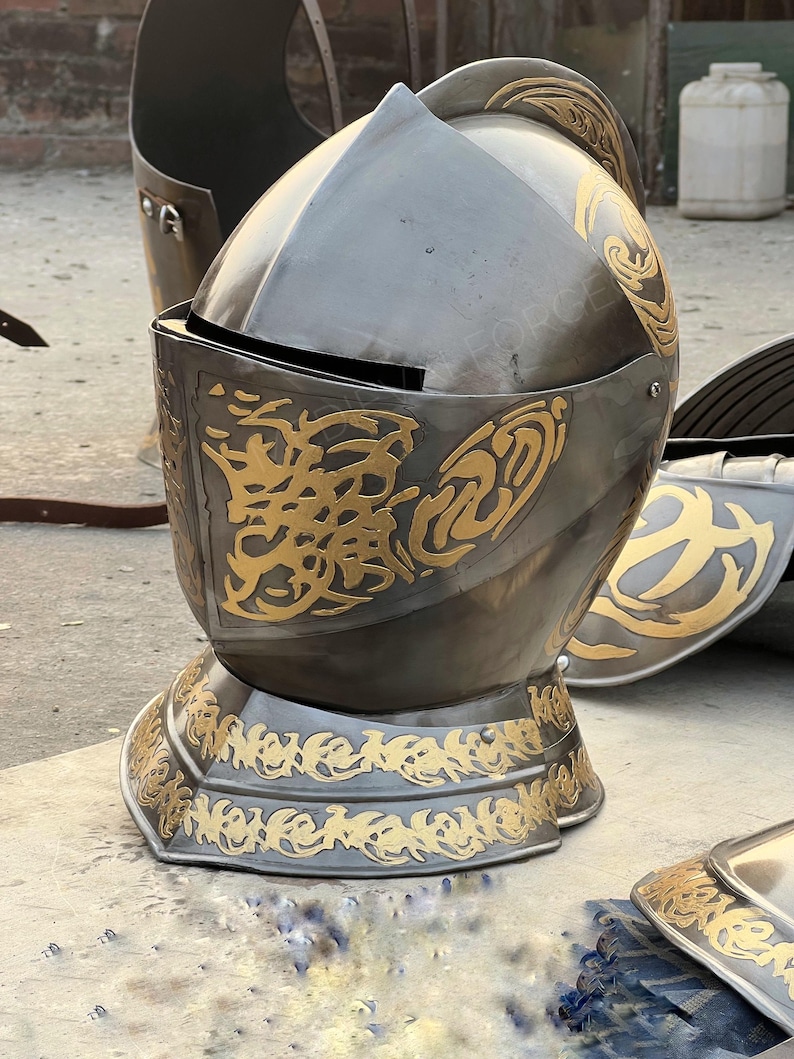 Aurelian Engraved Knight Helmet — Gold Etching view 7