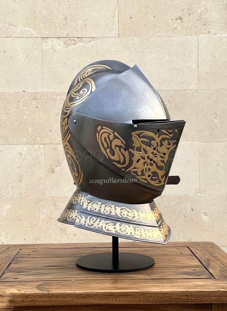 Aurelian Engraved Knight Helmet — Gold Etching view 10