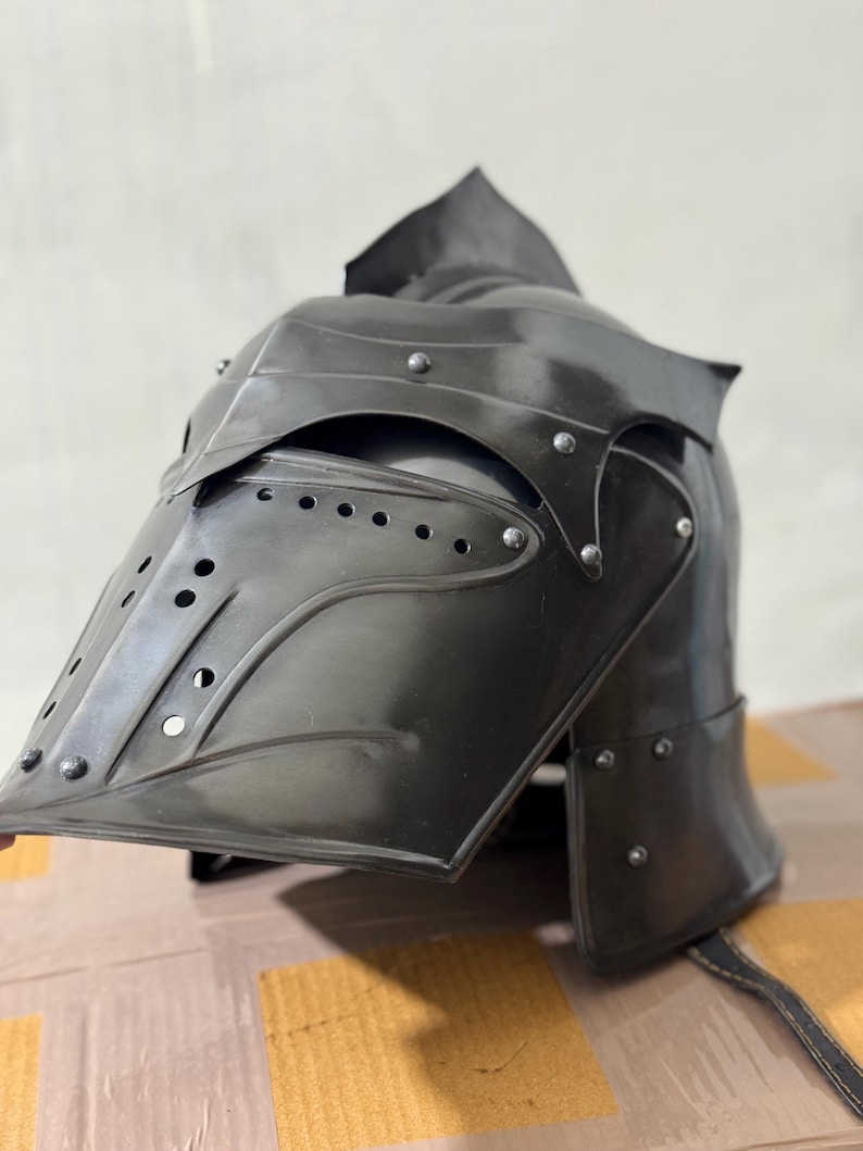 Dark Knight Medieval Helmet — Gothic Steel Warrior view 4