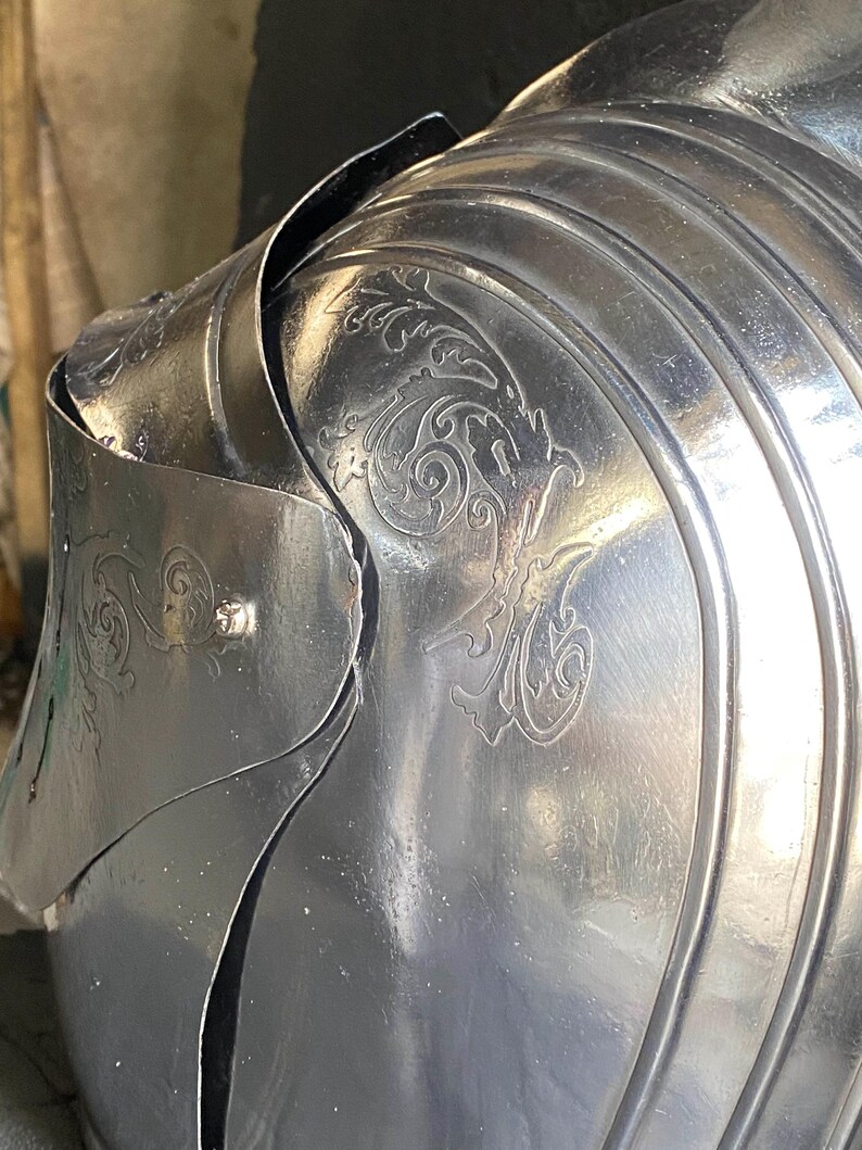 Medieval Close Helmet — Engraved Knight Steel Visor view 5