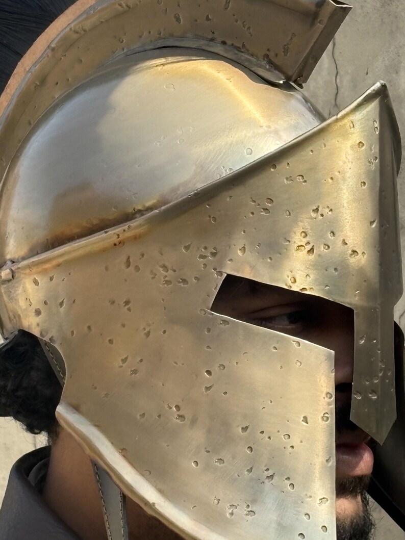 Spartan Helmet — Brass Finish with Plume view 7