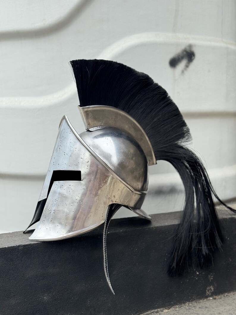 Greek Spartan Helmet — Steel Corinthian view 2