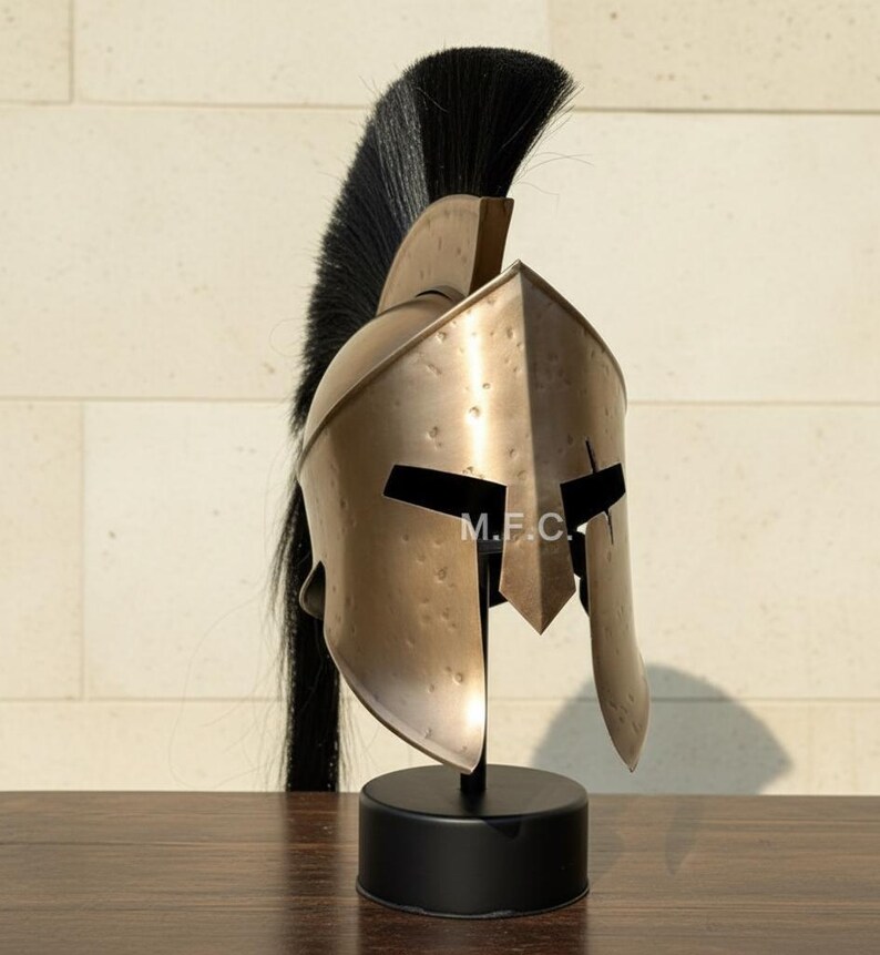Spartan Greek Helmet — Corinthian Bronze with Crest view 4