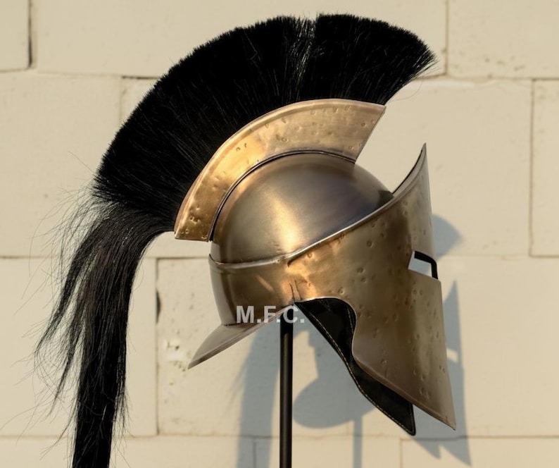 Spartan Greek Helmet — Corinthian Bronze with Crest view 5