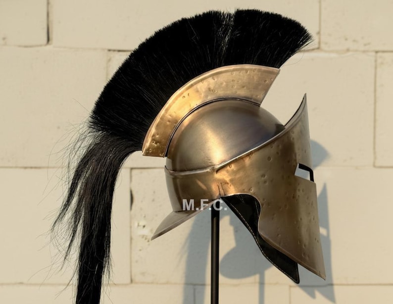 Spartan Greek Helmet — Corinthian Bronze with Crest view 8