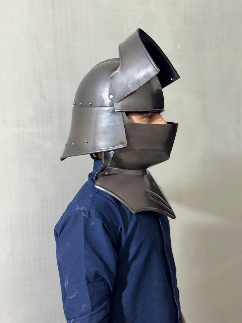 Dark Knight Sallet Helmet — Wearable Gothic Steel view 2