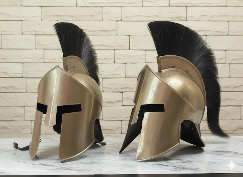 Brass Spartan Steel Helmet — Greek Corinthian Armor view 5