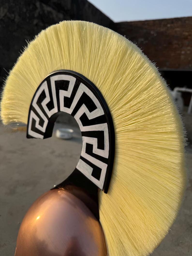 Greek Corinthian Helmet — Bronze Spartan Horsehair Crest view 6