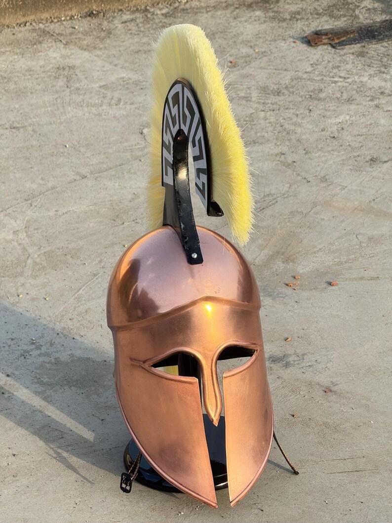 Greek Corinthian Helmet — Bronze Spartan Horsehair Crest view 7