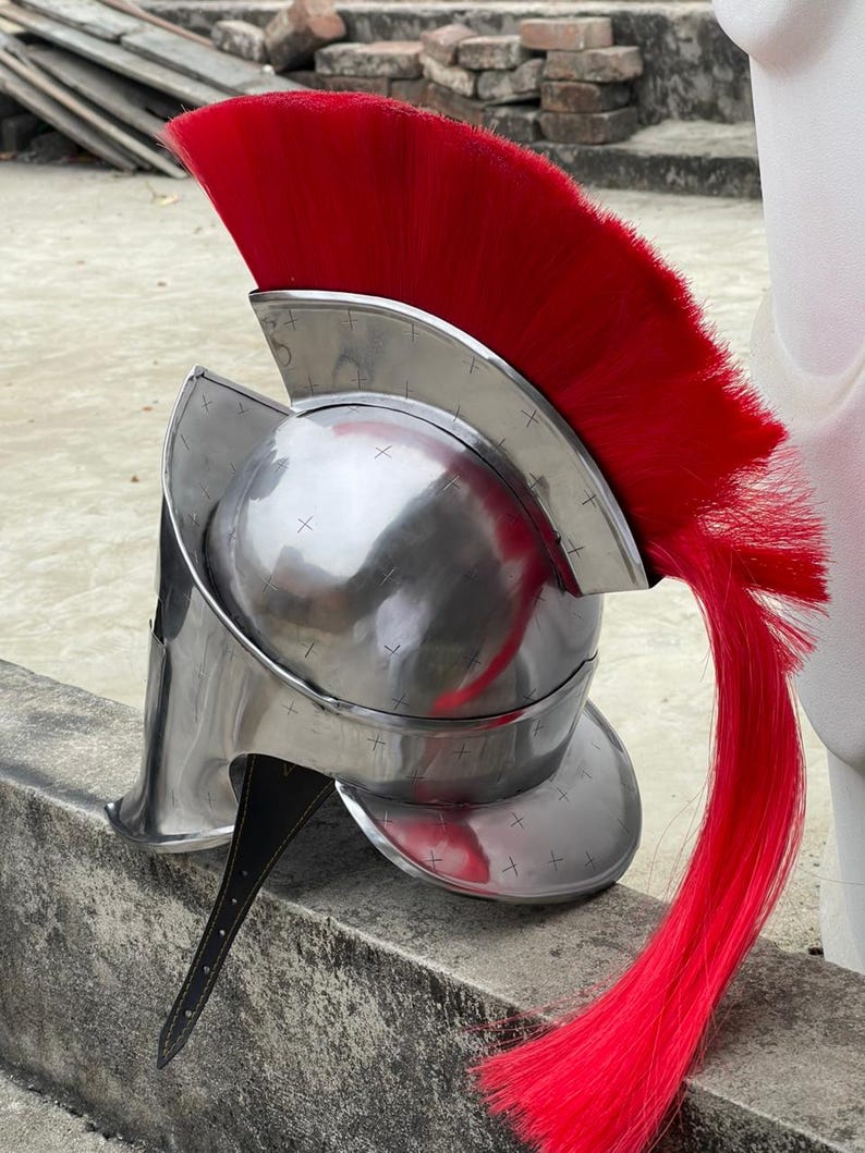 Spartan Red Plume Greek Warrior Helmet — Leonidas view 7