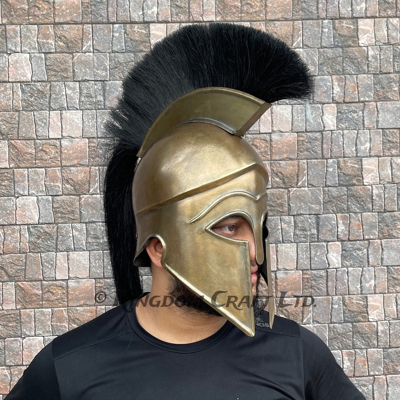 Medieval Greek Corinthian Helmet with Display Stand view 2