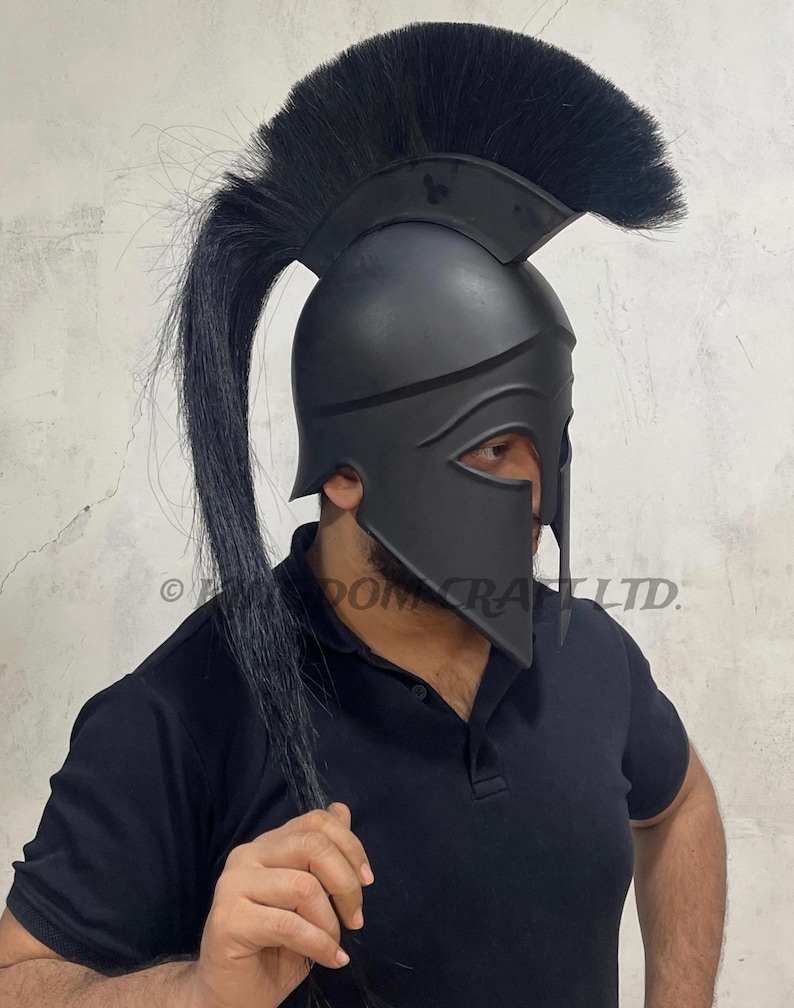 Medieval Greek Corinthian Helmet with Display Stand view 3