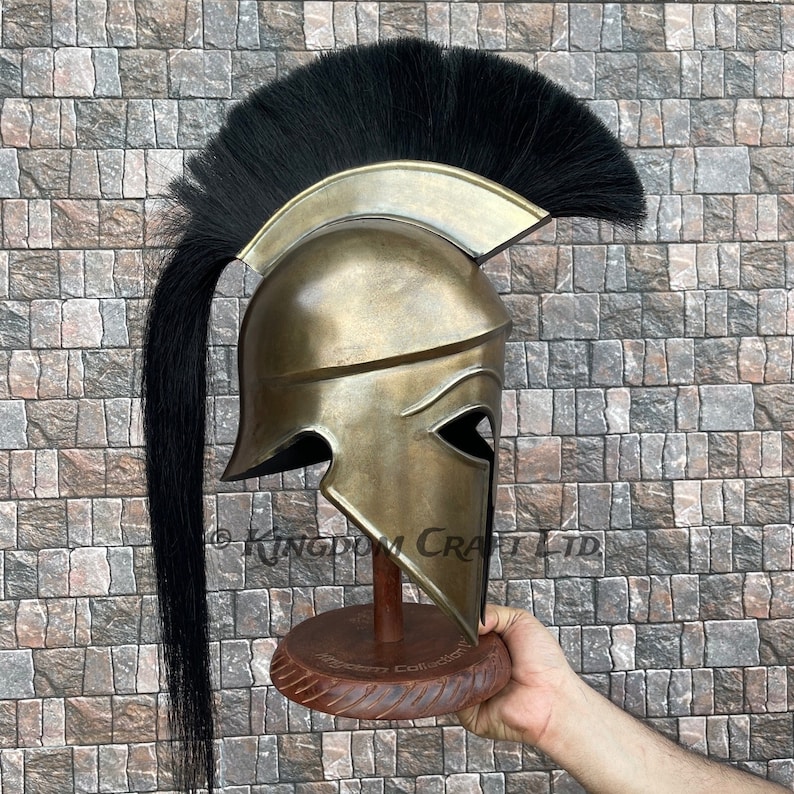 Medieval Greek Corinthian Helmet with Display Stand view 7