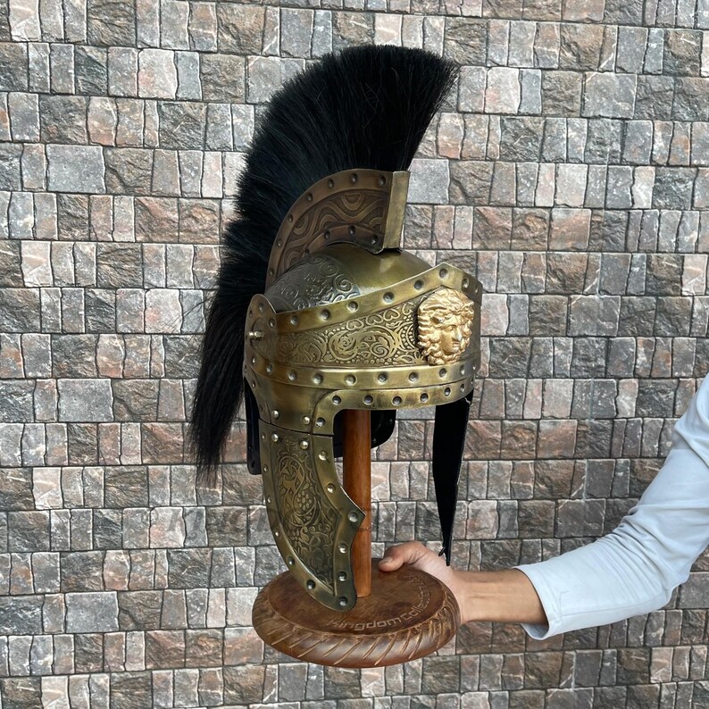 Roman Centurion Queen's Guard Helmet with Display Stand view 2
