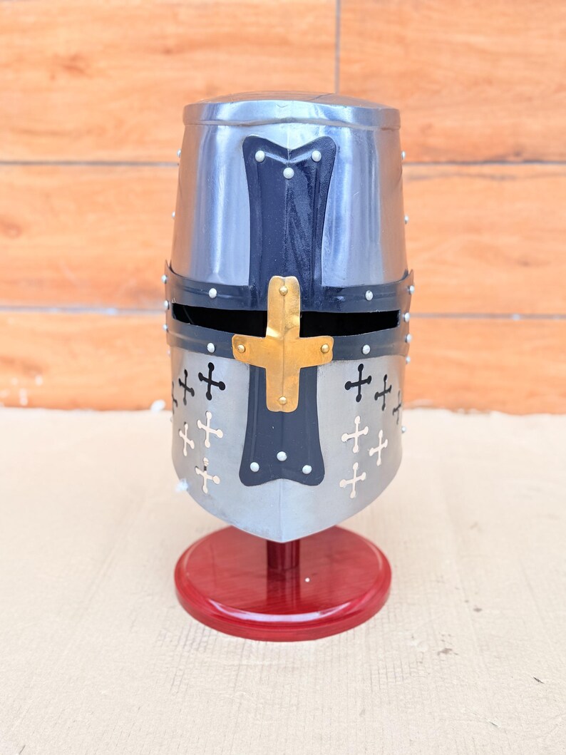Templar Knight Helmet — Black Steel Display view 3