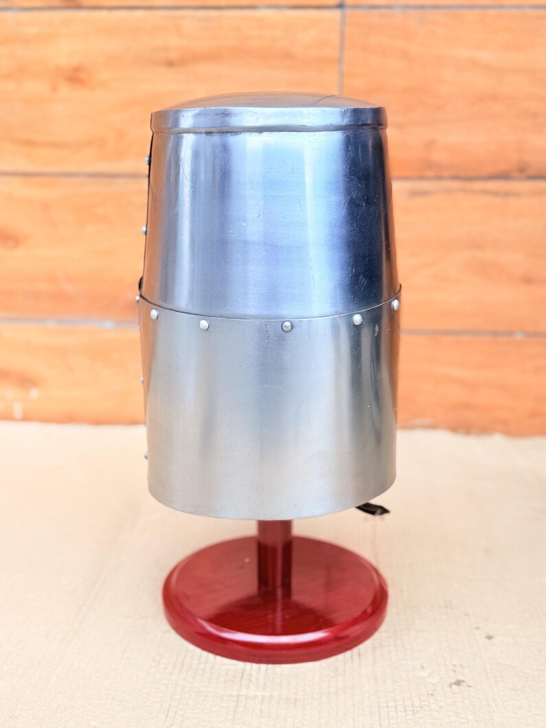 Templar Knight Helmet — Black Steel Display view 6