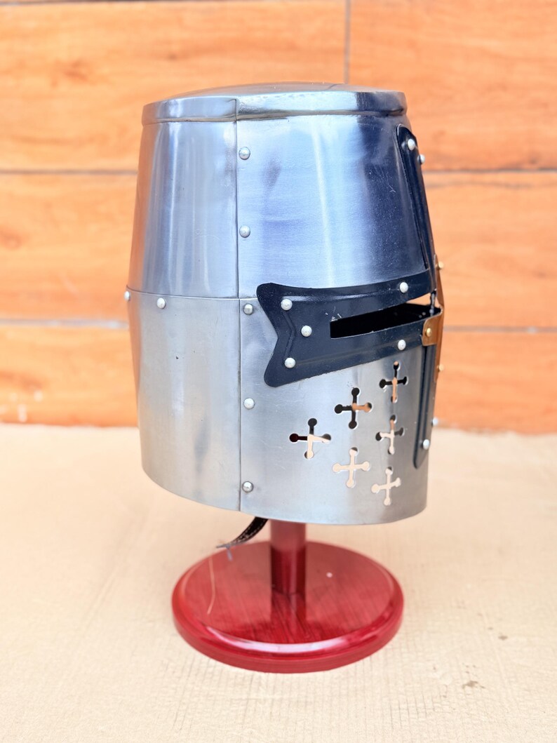Templar Knight Helmet — Black Steel Display view 7