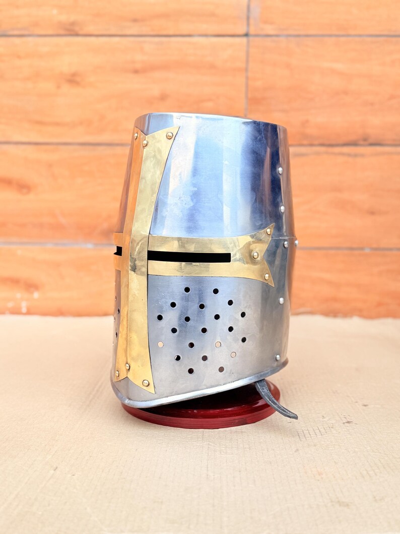Templar Knight Helmet — Gold Finish Display view 4