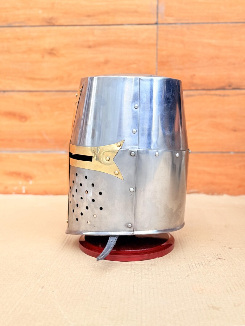 Templar Knight Helmet — Gold Finish Display view 5