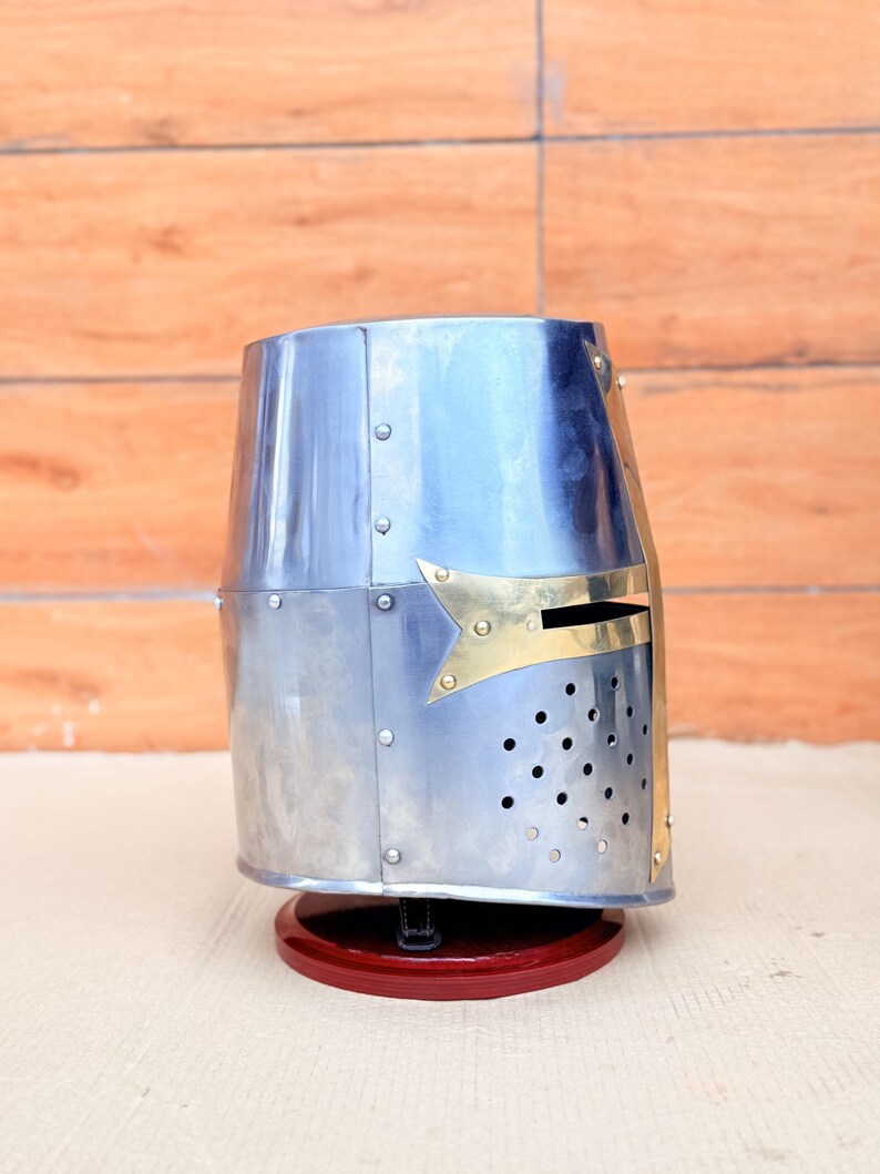 Templar Knight Helmet — Gold Finish Display view 7