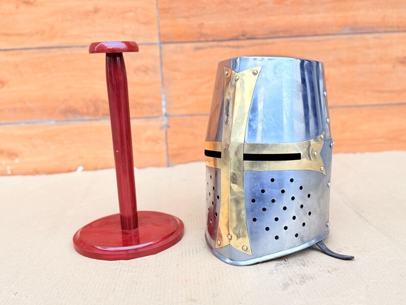 Templar Knight Helmet — Gold Finish Display view 9