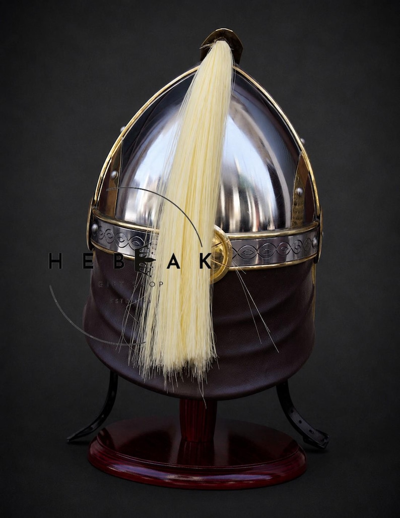 Anglo Saxon Helmet Replica — Steel with Brass Trim view 4