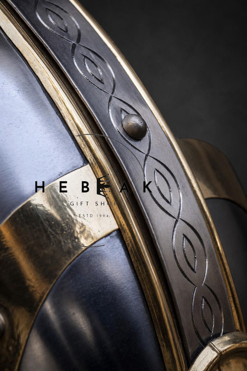 Anglo Saxon Helmet Replica — Steel with Brass Trim view 5