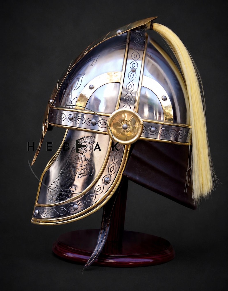 Anglo Saxon Helmet Replica — Steel with Brass Trim view 7