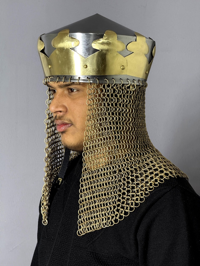 King Arthur Helmet — Medieval Chainmail view 2