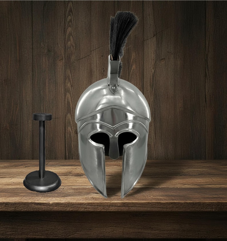 Corinthian Helmet — Warrior Medieval with Wooden Stand view 2