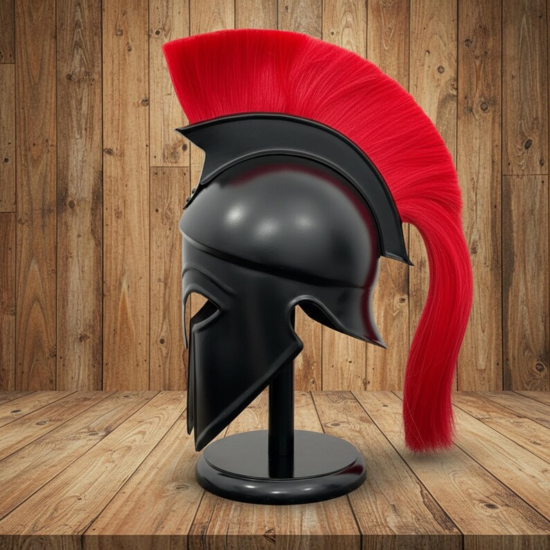 Corinthian Helmet — Warrior Medieval with Wooden Stand view 9