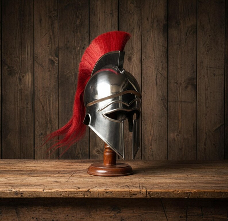 Corinthian Helmet — Warrior Medieval with Wooden Stand view 11