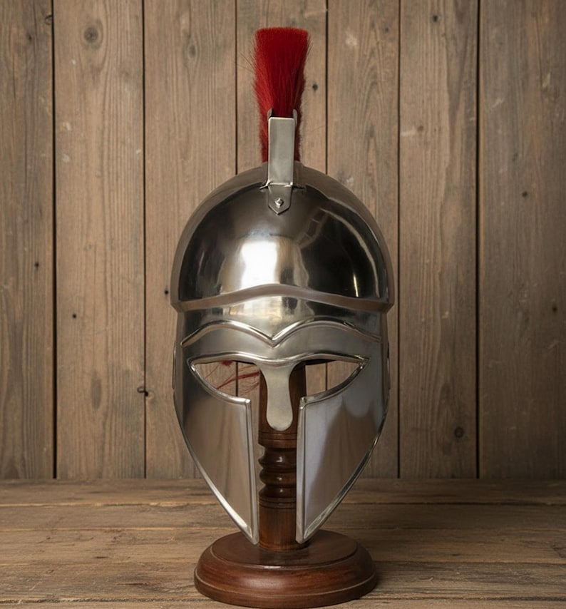 Corinthian Helmet — Warrior Medieval with Wooden Stand view 14