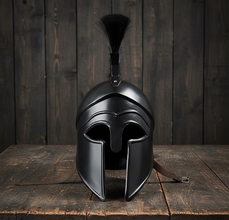 New Corinthian Helmet — Warrior Medieval with Wooden Stand view 15