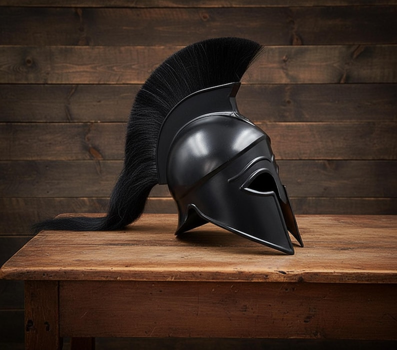 New Corinthian Helmet — Warrior Medieval with Wooden Stand view 16